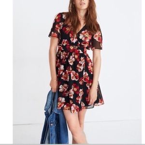 Madewell Black & Red Tulip Sleeve Dress
